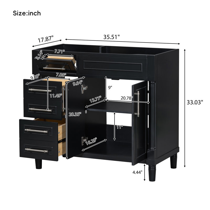 35.51'' Single Bathroom Vanity Base Only