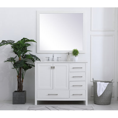 Irene 42'' Single Bathroom Vanity with Engineered Marble Top