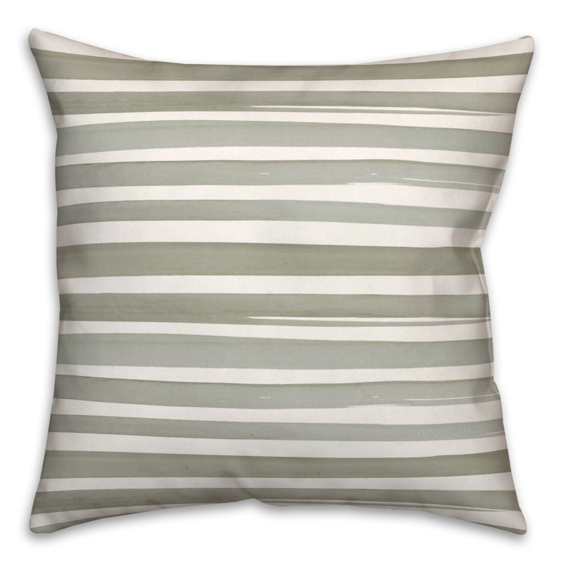 Striped Reversible Throw Pillow, Green/White