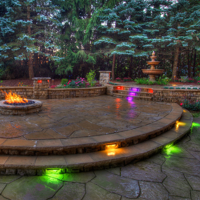 Multi-Color LED Hardscape Pathway Light Low Voltage, Medium - 7" H x 7" W x 7"D