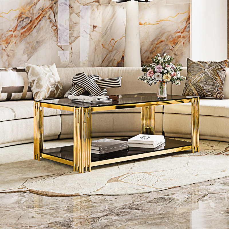 Table basse en verre transparent, Noir