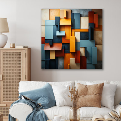 «Cubist Harmony Tones Collage - Cubism», reproduction sur toile encadrée