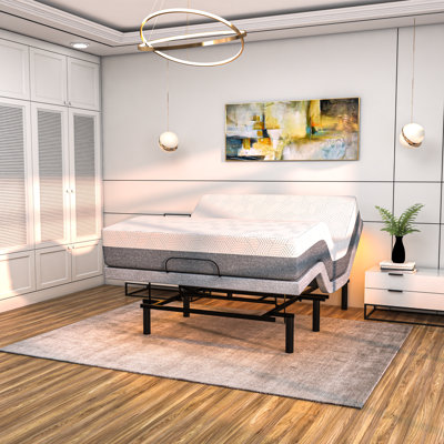 Lit réglable avec massage Maclaine, USB, Bluetooth, télécommande sans fil, matelas de 12 pouces inclus