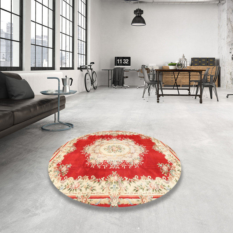 Tapis traditionnel rouge / beige Geof, Rond 4 pi