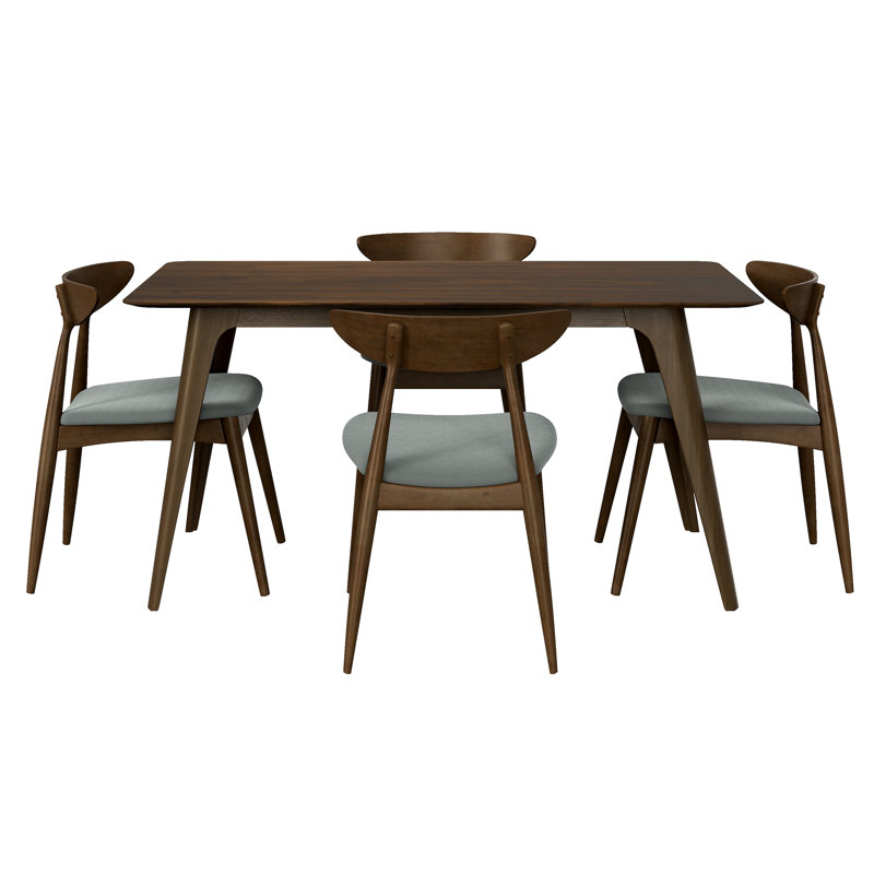 5-Piece Dining Table Set, Light Gray