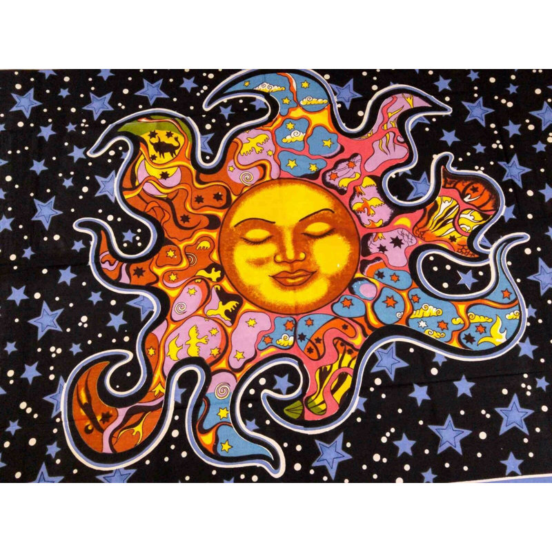 Tapisserie yoga spirituel divine the soleil moon star