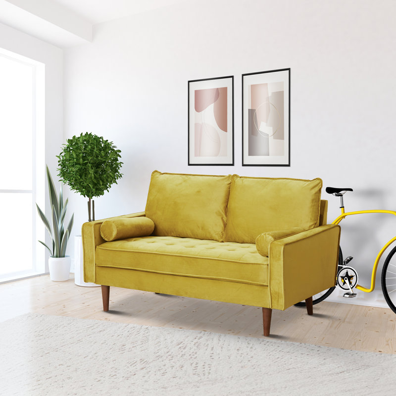 Marsai Upholstered 59'' Loveseat, Yellow Velvet