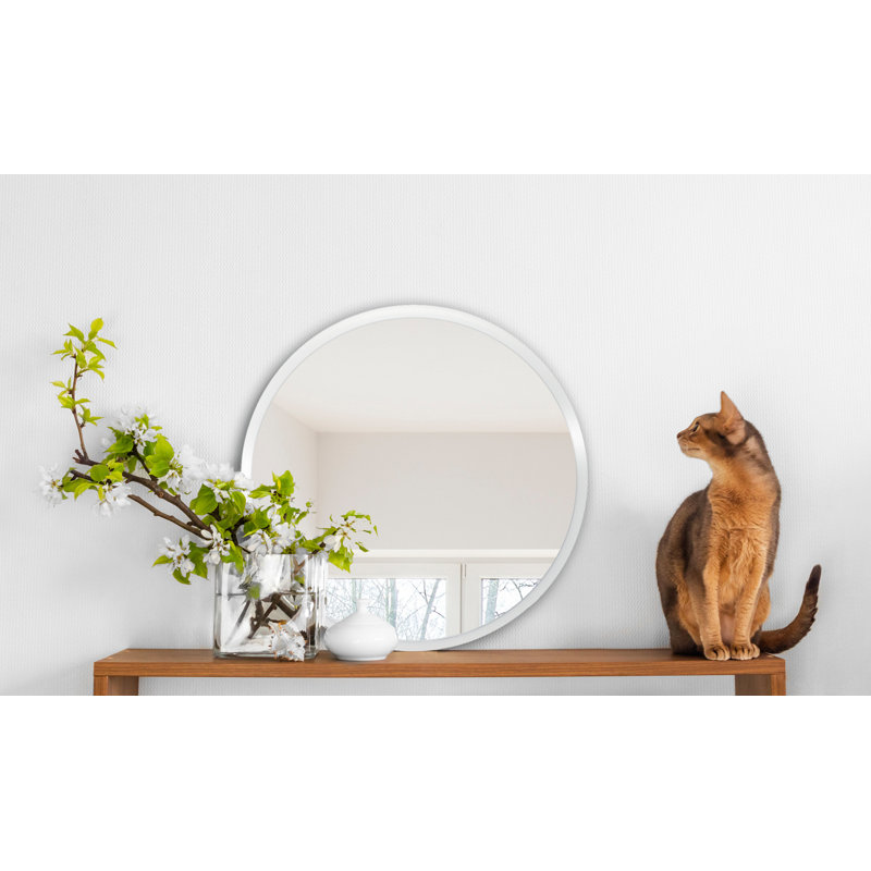 Haletky Glass Wall Mirror, White, 70 H x 70 W