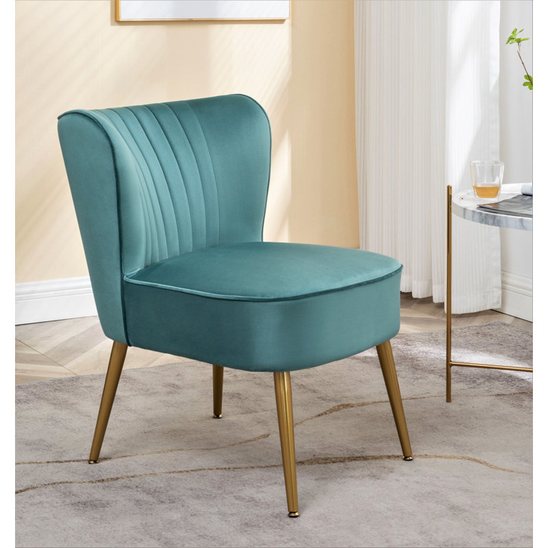Upholstered Slipper Chair, Teal