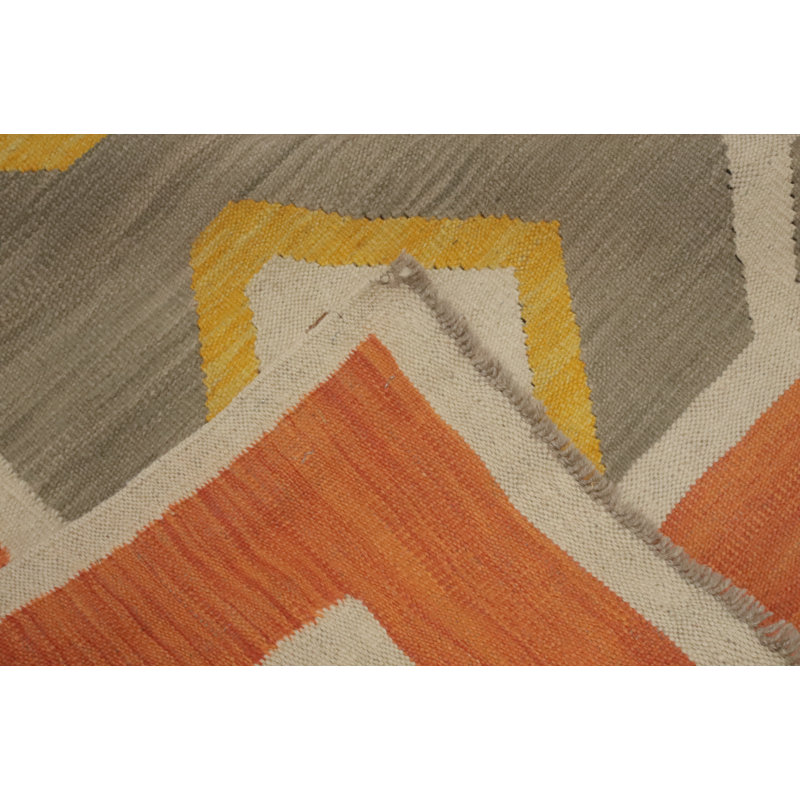 Tapis géométrique tissé à la main kilim 5 x 8