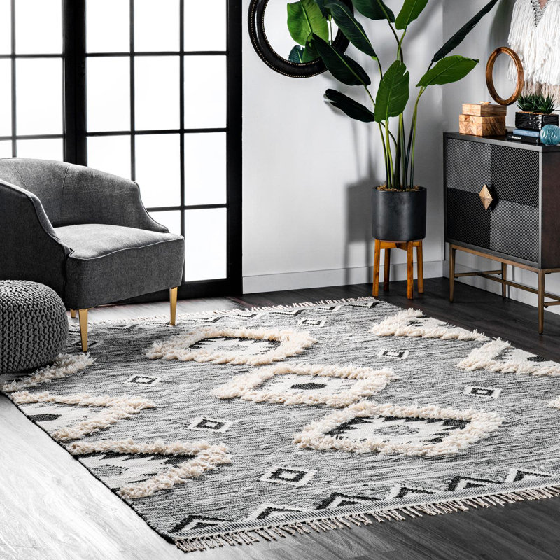 Southwestern Wool Hand Woven Area Rug, Rectangle 152 x 244cm