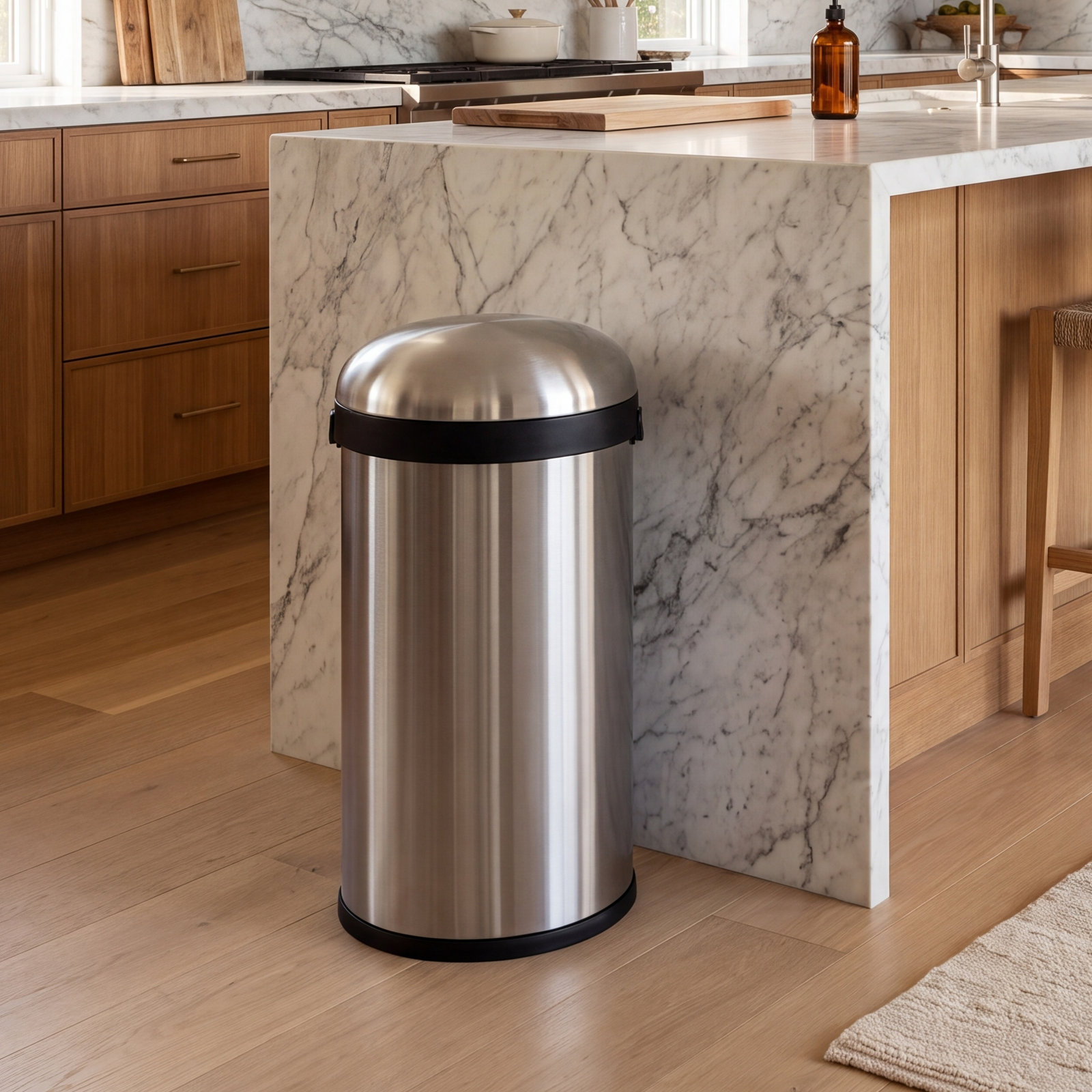 simplehuman 16gal Bullet Open Trash Can, Brushed