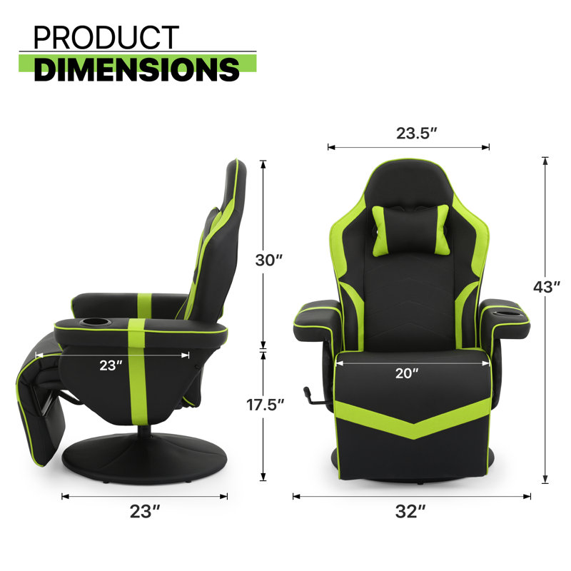 Fauteuil inclinable ergonomique en similicuir pour PC avec jeu de course Inbox, Vert