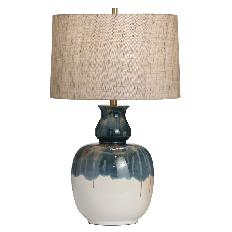 31.5" Ceramic Table Lamp With Burlap Shade