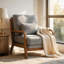 Méridienne à structure en bois massif, fauteuil d'appoint rembourré texturé Nubby avec coussin en mousse à haute densité pour le salon, la chambre et le bureau-329224614