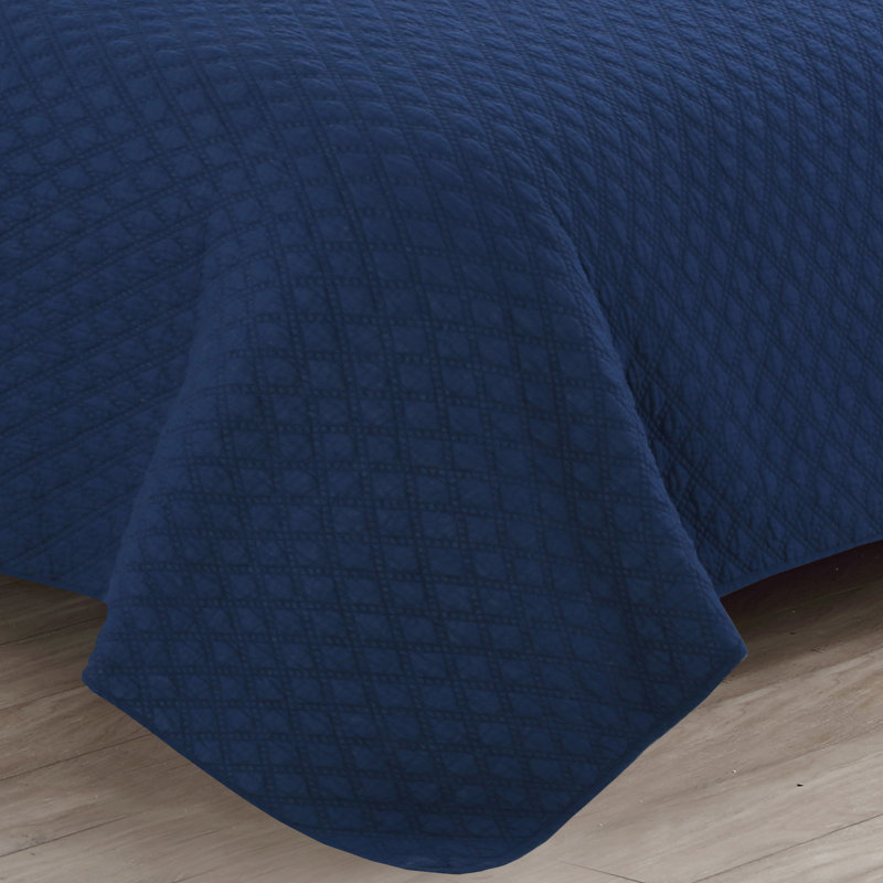 Estate Fenwick Cotton Quilt, King Quilt + 2 King Shams, Navy