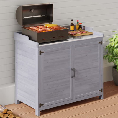 Banc de rempotage Charvette avec armoire de rangement et plateau en métal