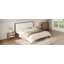 Solid Wood Queen Size Platform Bed Frame With Beige Velvet Upholstered Headboard-222622704-222622707