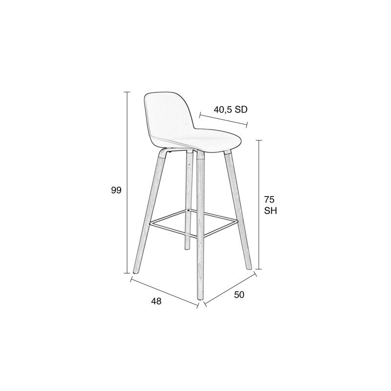 Albert Kuip Counter & Bar Stool, White, Bar Stool (30" Seat Height)