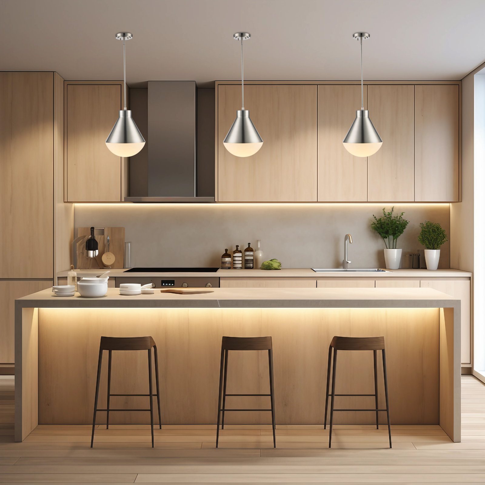 Ebbi Single Light Metal Dimmable Pendant, Brushed Nickel