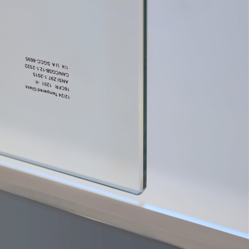 Porte de douche à double porte coulissante de 56 à 60 po x H 60 po, cadre en alliage d'aluminium, verre trempé clair de 1/4 po (6 mm) d'épaisseur.