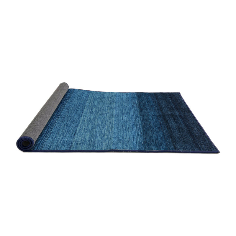 Tapis noir/bleu zone contemporaine Cahuilla, Rond 5 pi