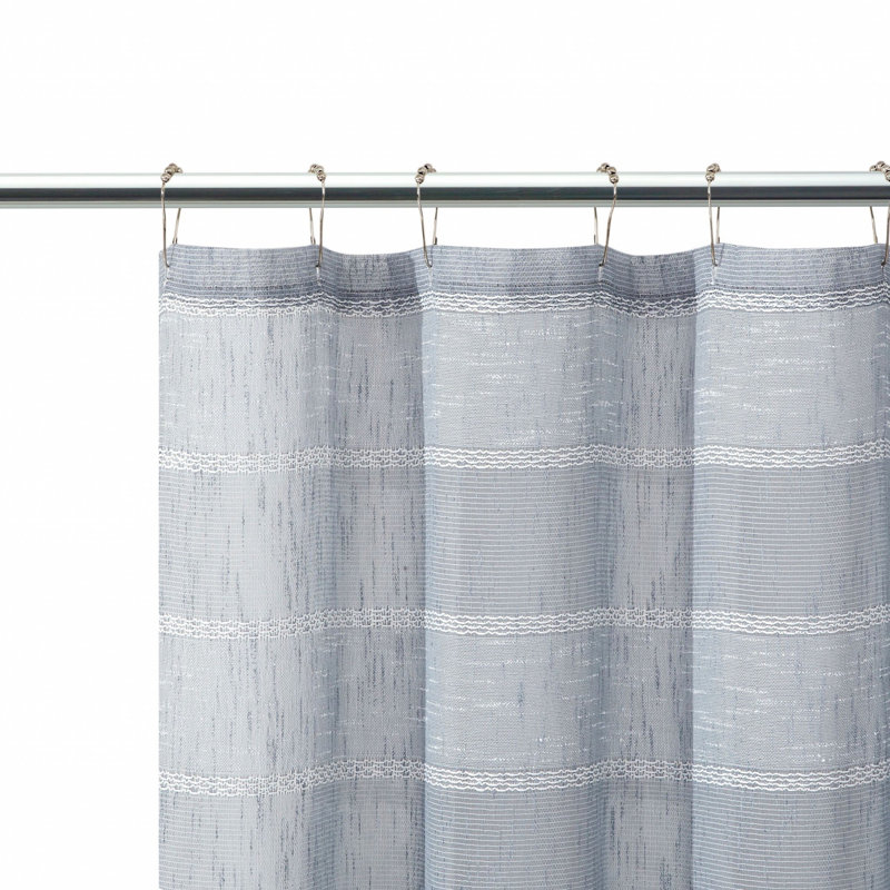 Rideau de douche rayé en polyester brodé, Argent