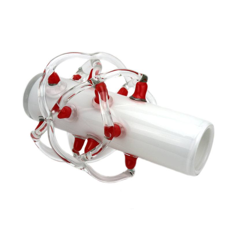 Saturn Handmade Glass Table Vase, White/Red