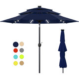 10Ft 3-Tier Solar Patio Umbrella，LED Lights Patio Umbrellas With 8 Sturdy Ribs,UV Protection For Garden Deck Backyard Pool