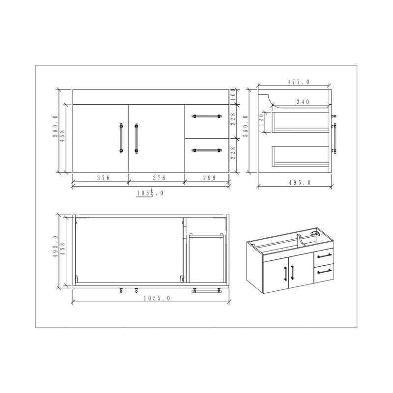 Ensemble de meuble-lavabo simple 42 po, Blanc ultrabrillant