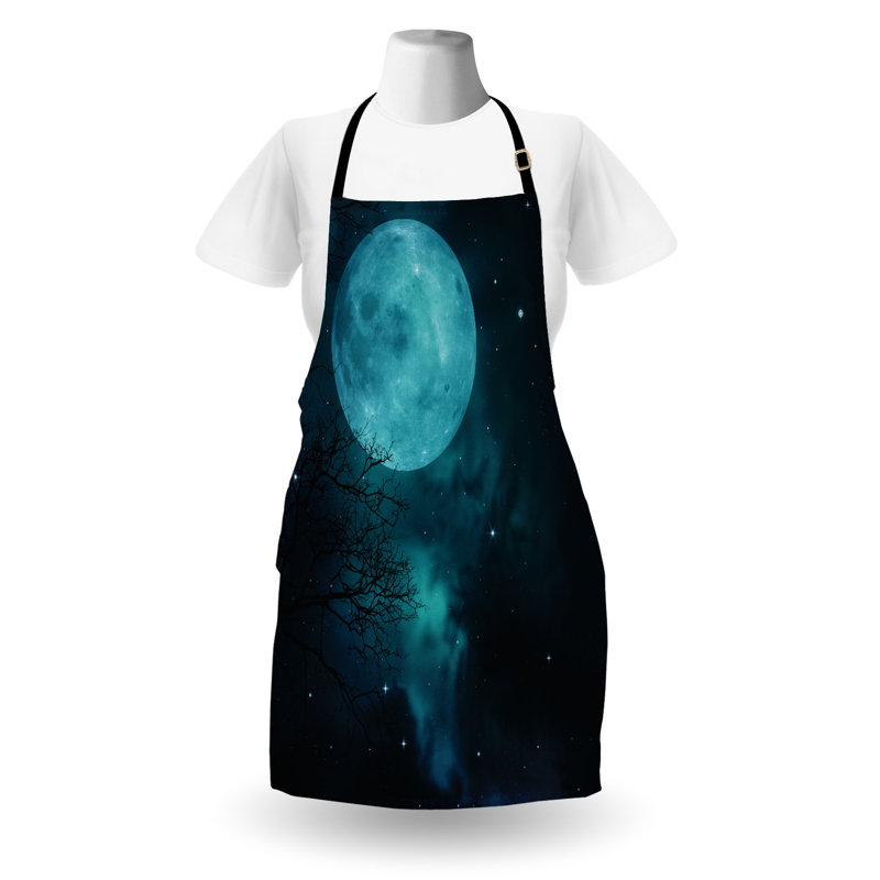 Tablier East Urban Home Space unisexe, cosmos lune, taille adulte, bleu pétrole