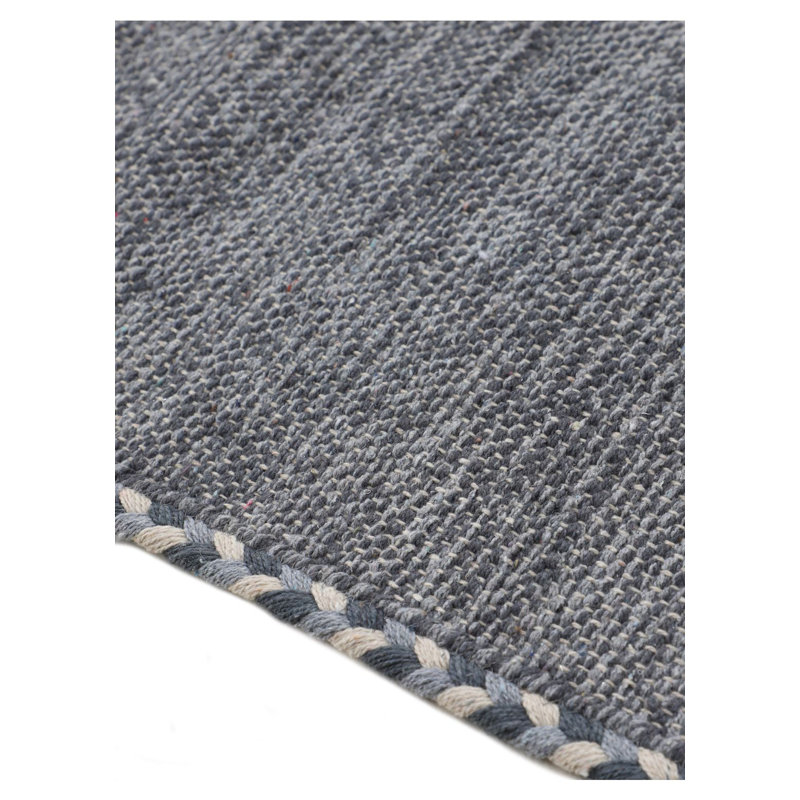 Azizi Striped Hand Woven Cotton Grey Rug, Runner 80 x 500cm