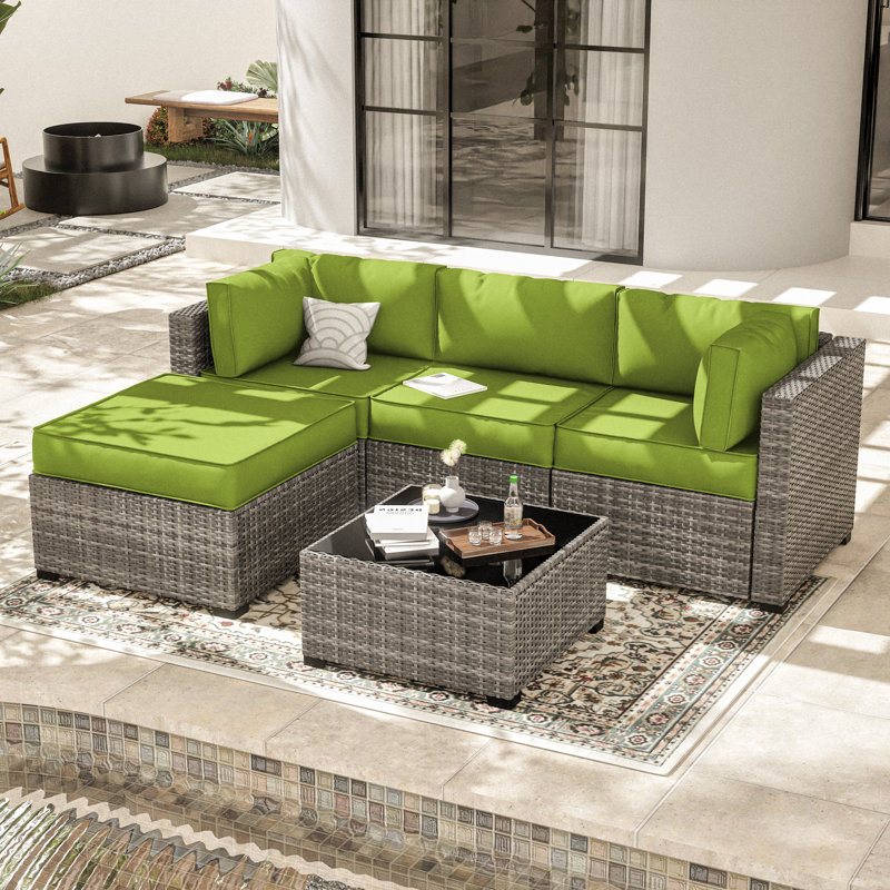 Ensemble de coussins de patio modulaire pour 3 sièges Wynee 9Pcs, Vert gazon