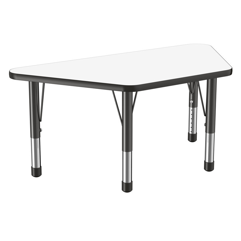 Table d'activité trapézoïdale effaçable à sec avec pieds réglables, Épais, 24 po x 48 po, Tableau blanc / noir