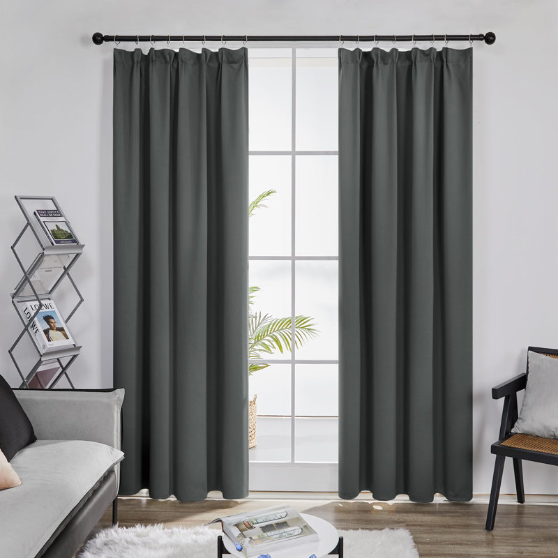 Purrier Polyester Blackout Pinch Pleat Curtain Pair, 55cm Width x 240cm Drop
