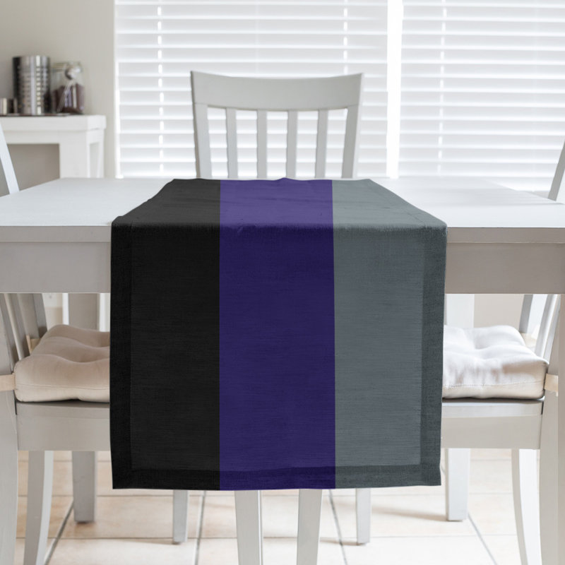 Chemin de table de basketball, L 90 po x l 16 po, Phoenix noir / mauve / gris, Croisé en coton