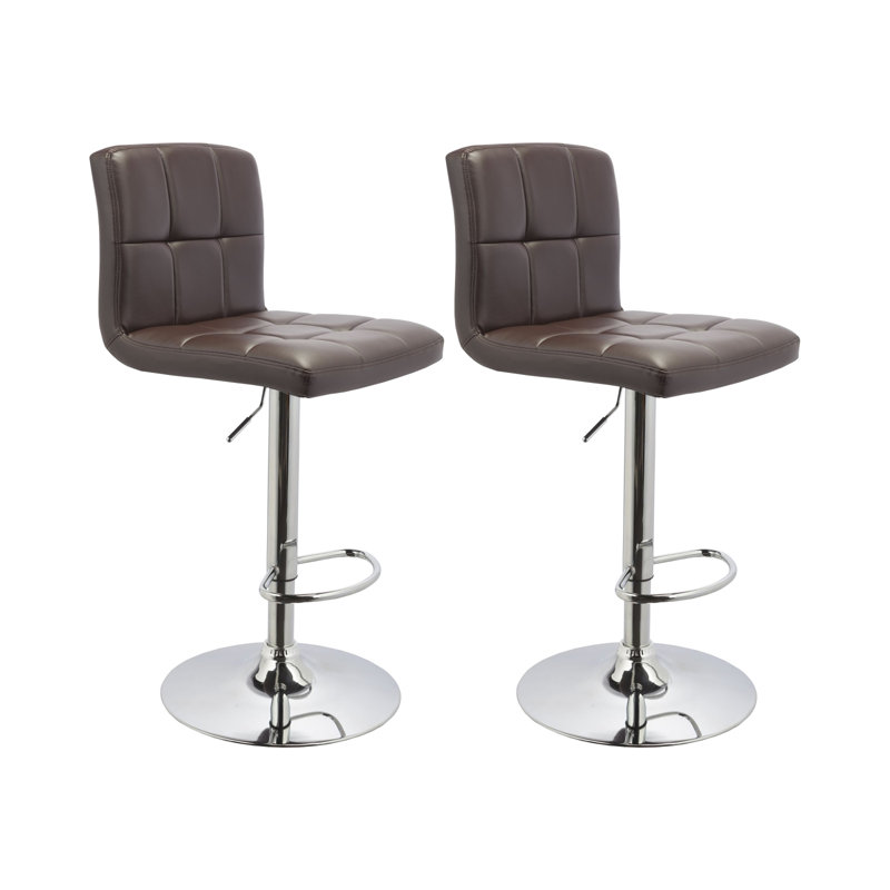 Kristopher Swivel Upholstered Adjustable Height Counter Stool with Metal Frame, Brown