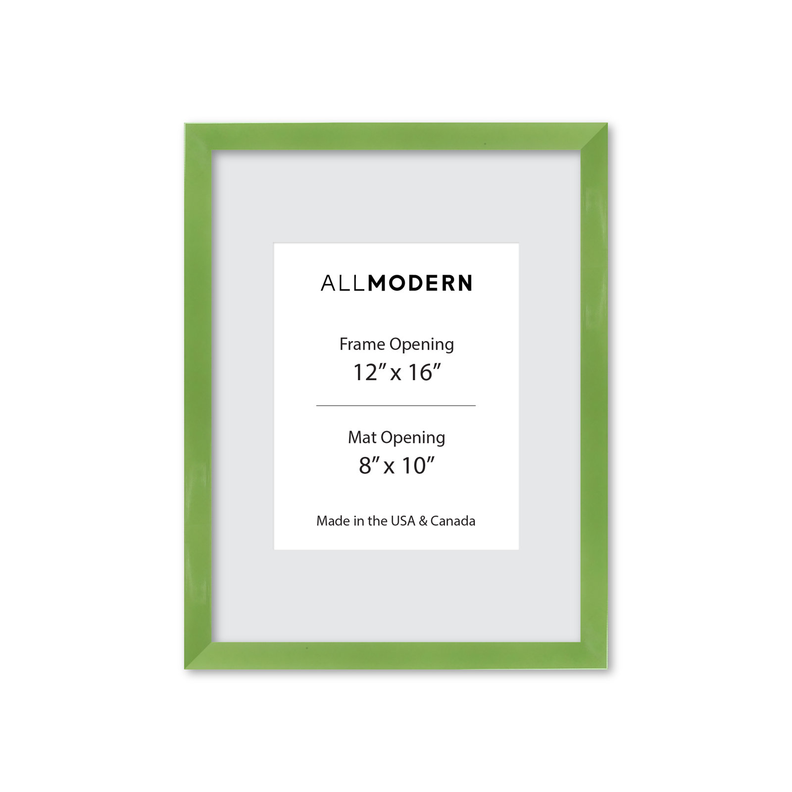 Willin Solid Wood Picture Frame with Mat, 9.75" W x 11.75" H, Fresh Lime