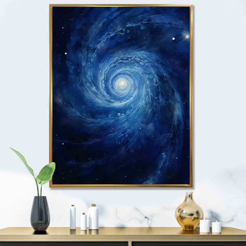 «Blue Swirl Wave Spiral IV - Abstract Spirals», art mural, salon_106186, H 32 po x l 16 po x P 1 po