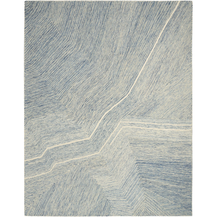 DKNY Pure Angles Ivory Blue Modern Indoor Rug