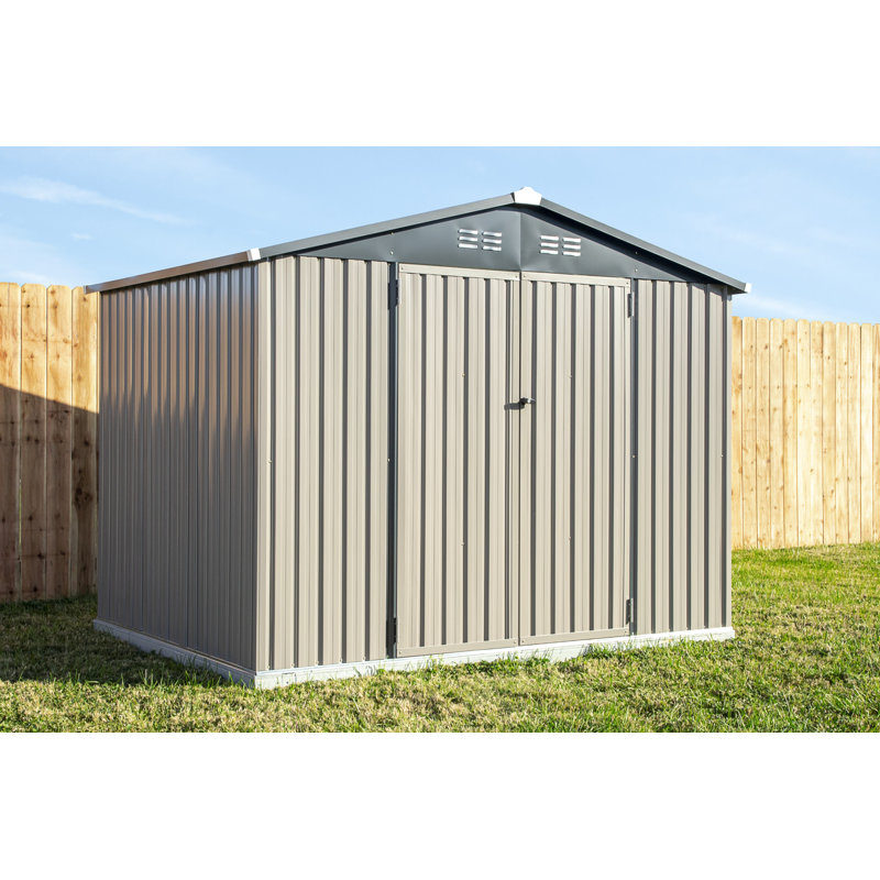 Beige and Tan 8 x 6 ft Galvanized Steel Storage Shed