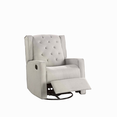 Contemporary Dark Color Polyfiber Swivel Recliner Chair 1Pc Manual Motion Wing Back Tufted Cushion Living Room Furniture Glider Chair
