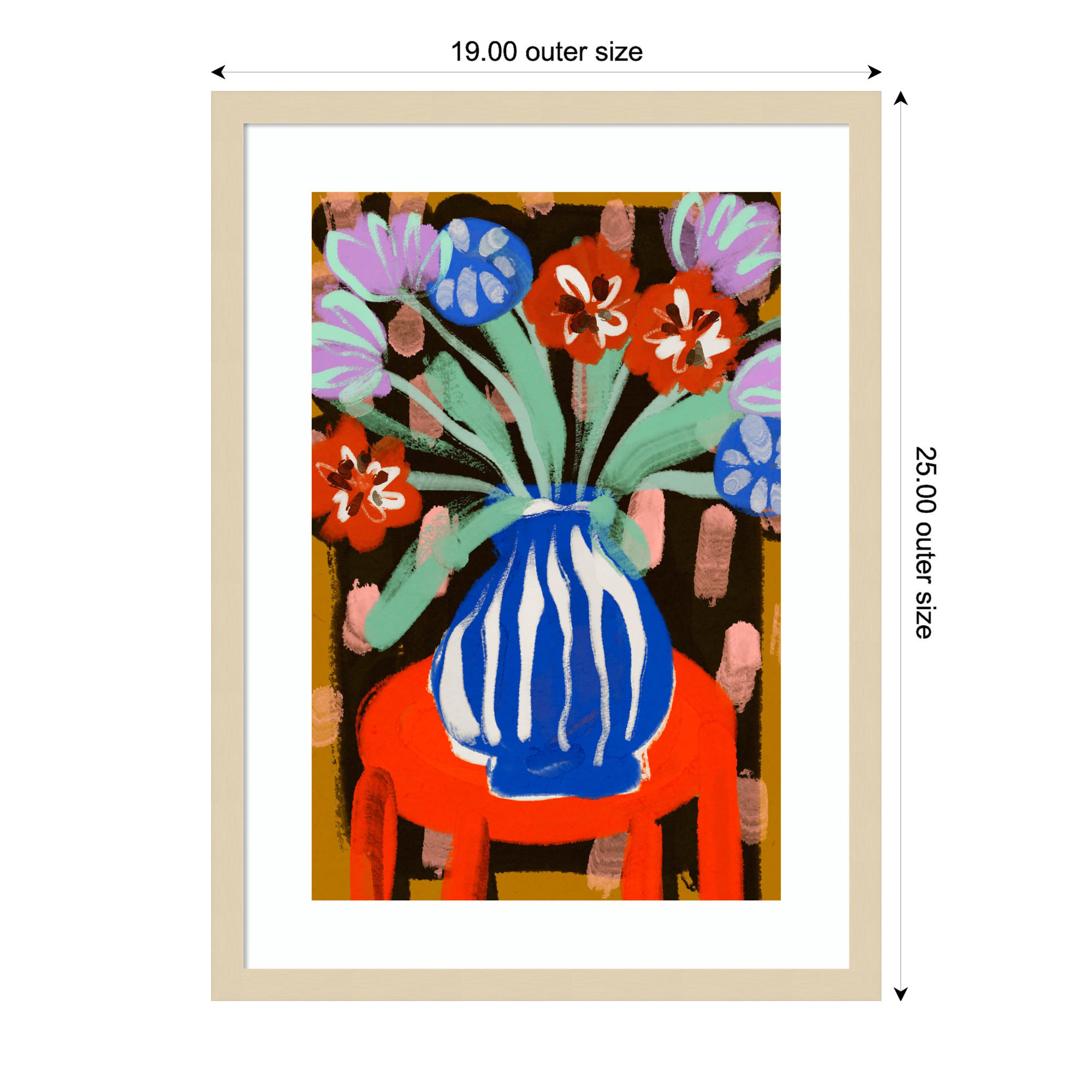 Floral Still Life No 2 by Treechild Wood Framed Wall Art Print, 25" H x 19" W, Brown