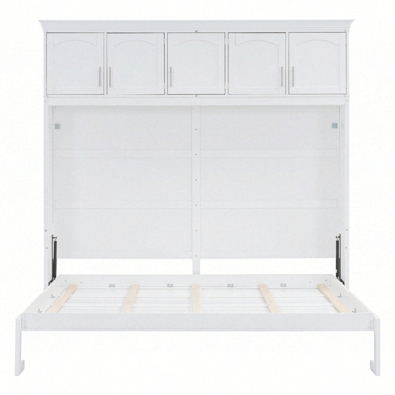 Lit escamotable mural avec armoires supérieures Murphy, Double, Blanc