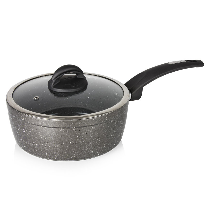 Tower Cerastone Forged Saucepan with Non-Stick Coating and Soft Touch Handle, Graphite, 18 - 22cm, 3.1 L