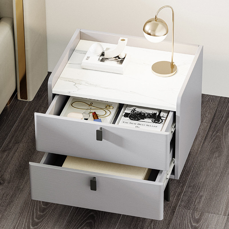 Table de chevet 2 tiroirs George, Gris