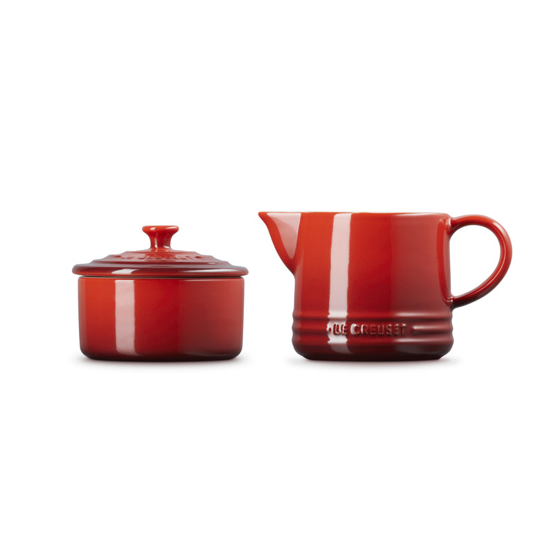 Le Creuset Stoneware Milk & Sugar Set, Cerise