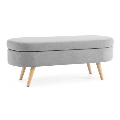 Iriyana Upholstered Ottoman with Soft-Close Lid, Easy Maintenance Fabric Storage Ottoman