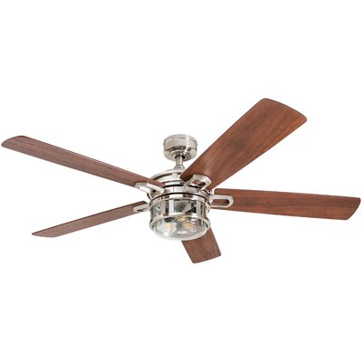 52"" Clivesden 5 - Blade Standard Ceiling Fan with Remote Control and Light Kit Included -  Breakwater Bay, 1C9B73511AF04CCB86C1A47DE8CDE11E