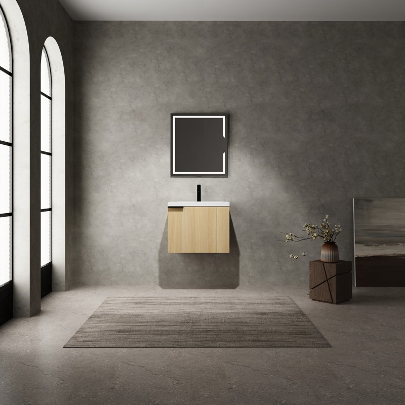 Meuble-lavabo de salle de bain 24 po pour grands espaces - Armoire en chêne moderne en contreplaqué robuste et grande capacité de rangement